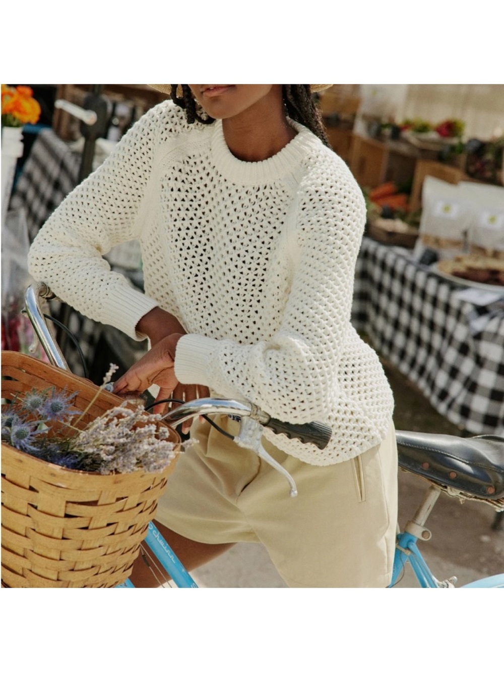 Tuckernuck Open-Weave Crewneck Sweater in Cream - Picture 2 of 4